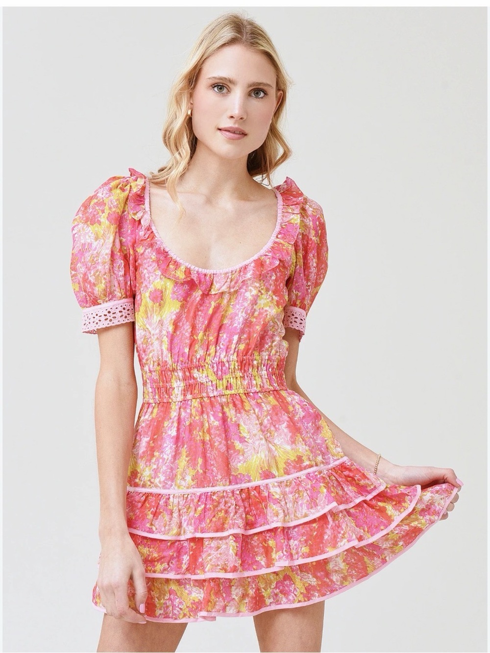 LoveShackFancy Safiya Cotton-Silk Floral Mini Dress size XS